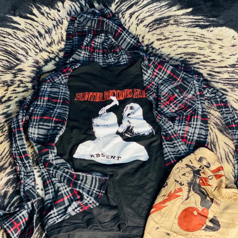 Designer TRUE RELIGION Hooded Button Up Flannel